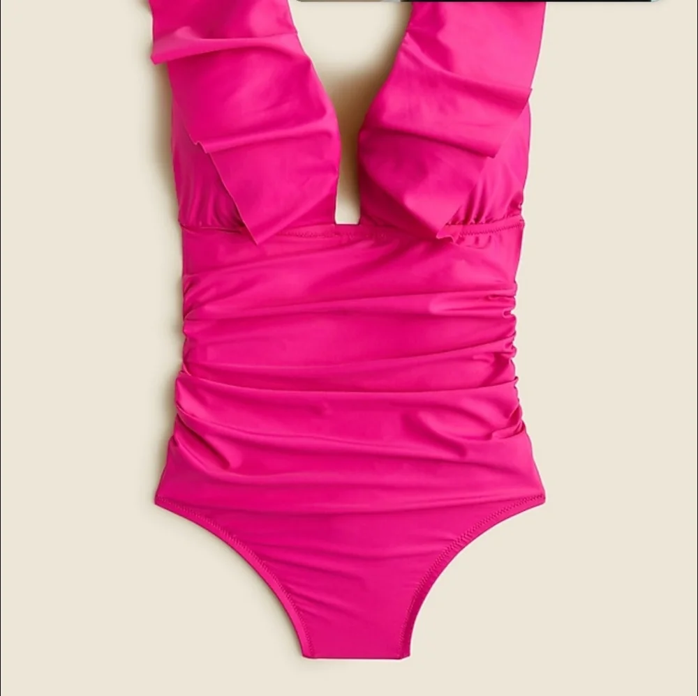 J CREW Women's ruched ruffle one-piece swimsuit In Pink Size 2 & 8 NWT